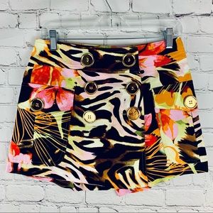 Cache Floral and Animal Print Mini Skort